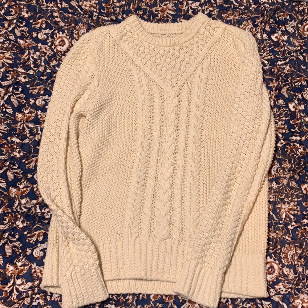 LL Bean signature cotton cable knit fisherman sweater Small
